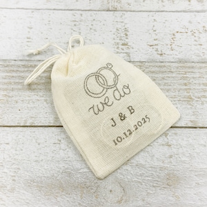 Personalized Wedding Ring Bag, perfect for elopement, proposal, intimate ceremony Cotton ring bag, ring pillow, ring bearer, ring warming image 1