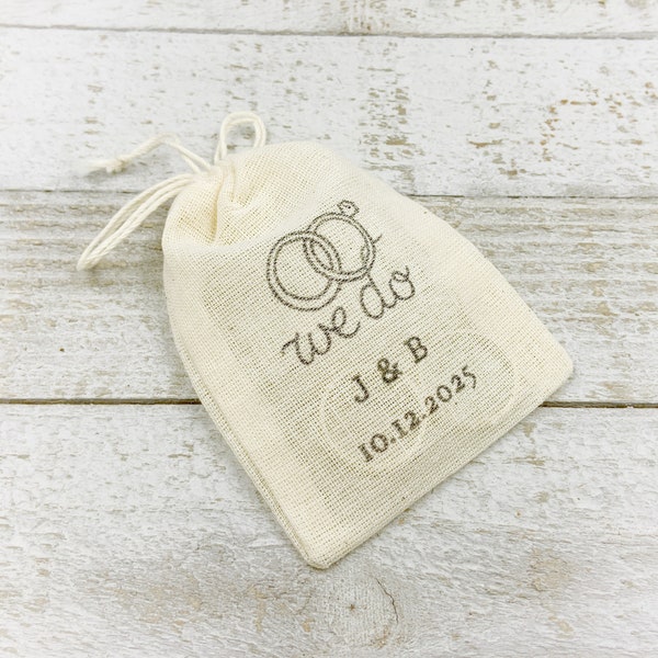 Personalized Wedding Ring Bag, perfect for elopement, proposal, intimate ceremony - Cotton ring bag, ring pillow, ring bearer, ring warming