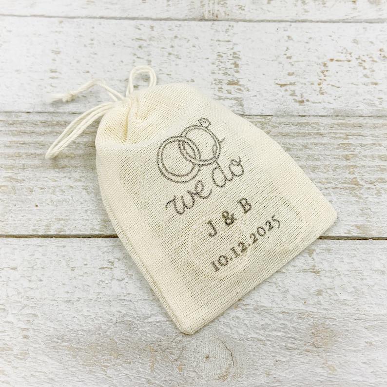 Personalized Wedding Ring Bag, perfect for elopement, proposal, intimate ceremony Cotton ring bag, ring pillow, ring bearer, ring warming image 1