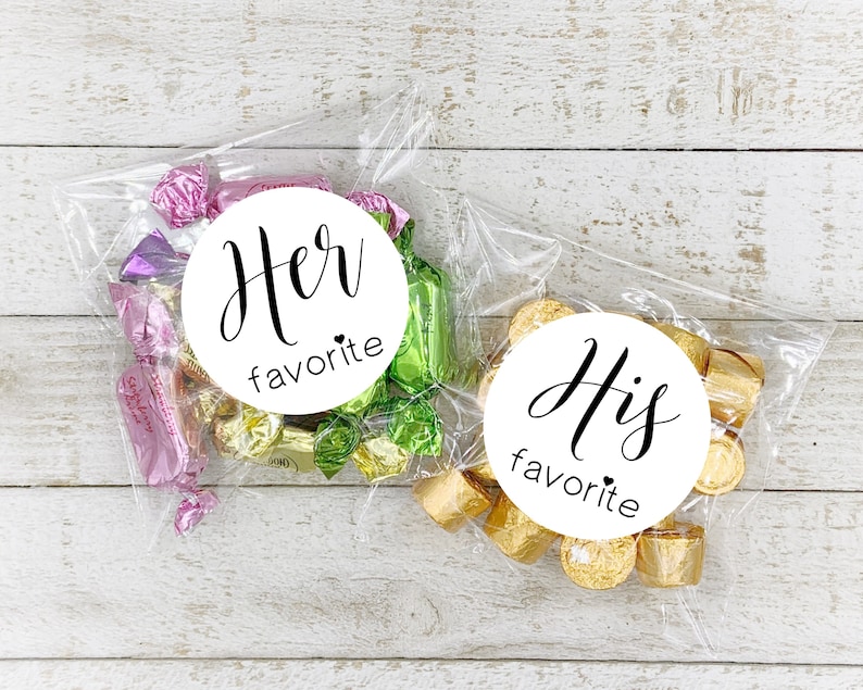 His and Her Favorite Wedding Favor Bags 10 his and 10 her, add to hotel welcome bag, Matte white, Kraft brown, gift for guests Matte White