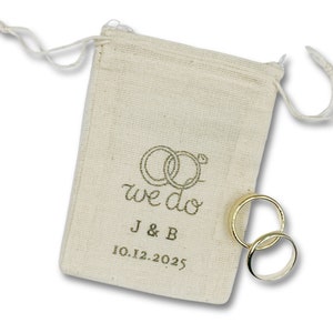 Personalized Wedding Ring Bag, perfect for elopement, proposal, intimate ceremony Cotton ring bag, ring pillow, ring bearer, ring warming image 6