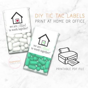 Real Estate Marketing Tic Tac Mint Labels, PRINTABLE STICKERS - Mint to Work Together, instant digital download, print at home or office