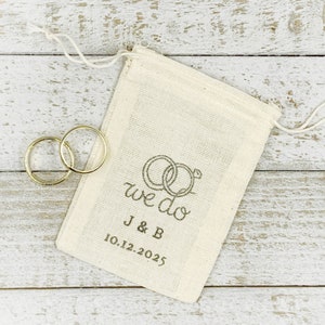 Personalized Wedding Ring Bag, perfect for elopement, proposal, intimate ceremony Cotton ring bag, ring pillow, ring bearer, ring warming image 2