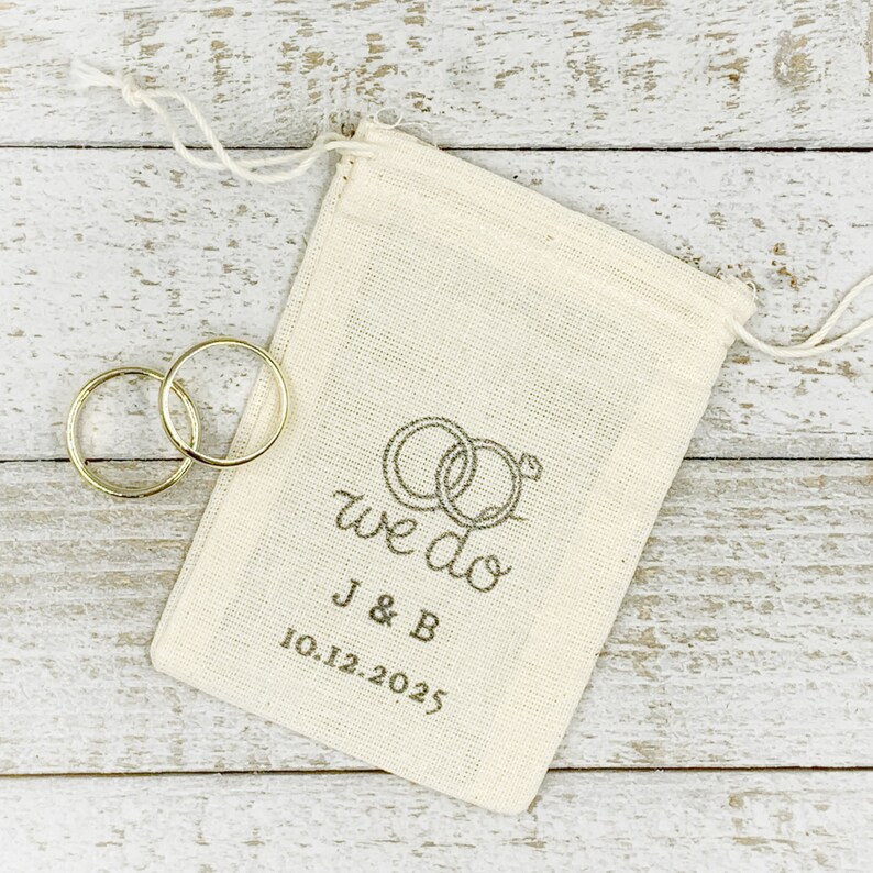 Personalized Wedding Ring Bag, perfect for elopement, proposal, intimate ceremony Cotton ring bag, ring pillow, ring bearer, ring warming image 2