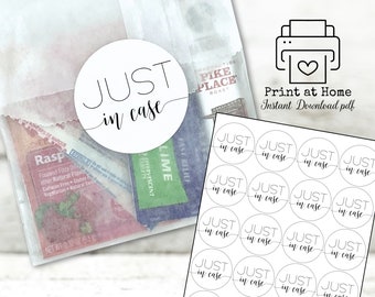 PRINTABLE STICKERS Just in Case stickers or tags - Instant Download file for DIY hangover kit, hotel welcome bags, party favor bags