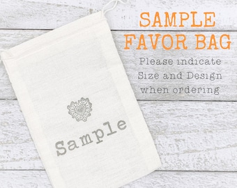 SAMPLE - Cotton drawstring favor bags for Wedding, Party or Shower.  Sample before placing your bulk order.