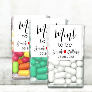 Mint to Be Wedding Favor Stickers - 12 personalized favor labels, Tic Tac box stickers for mint favors, wedding or bridal shower gifts