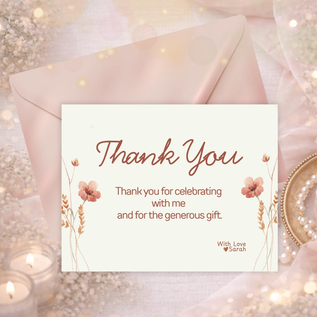 Floral Thank You Card Template | Editable Canva Design (digital ...