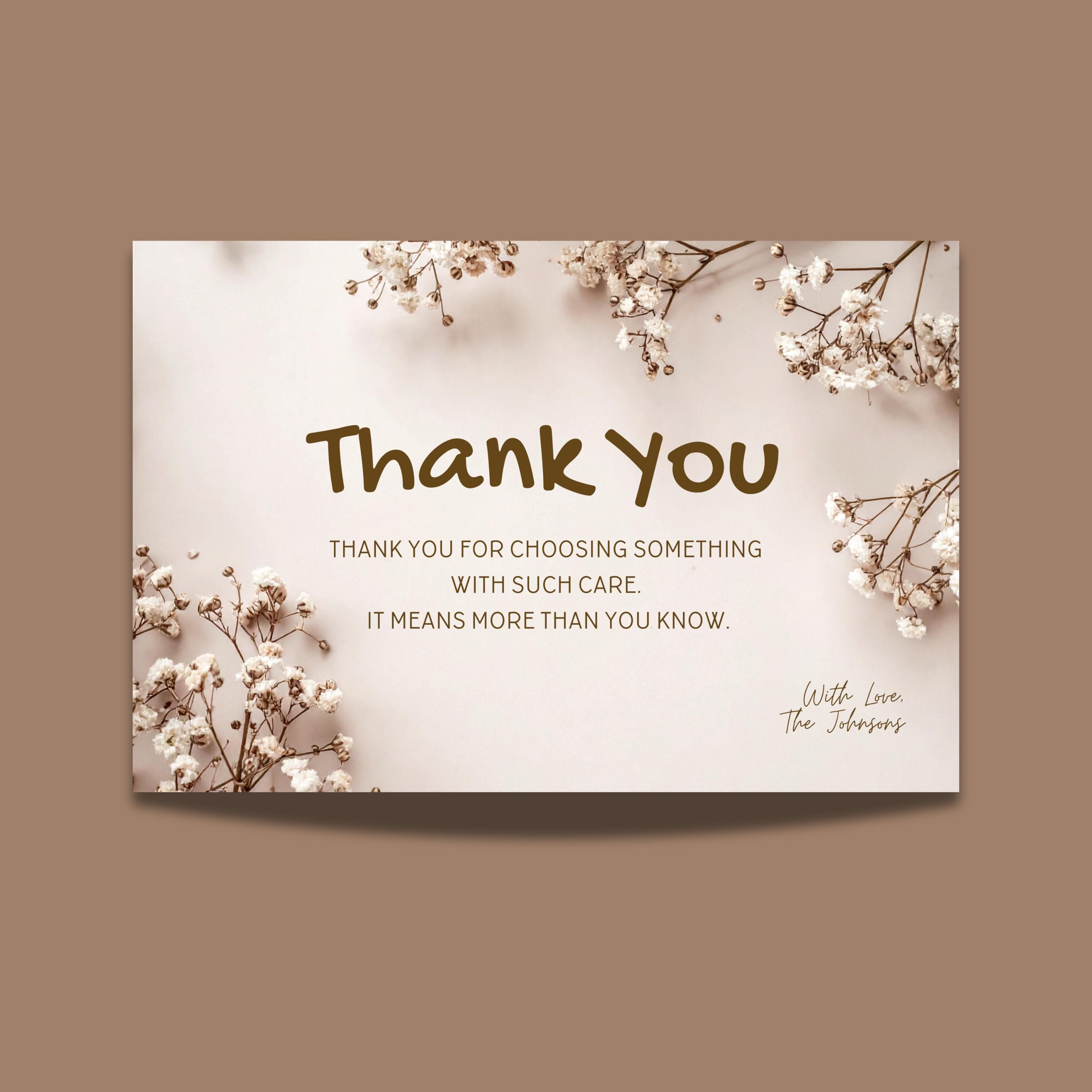 Floral Thank You Card Template | Editable Canva Note (digital Download ...