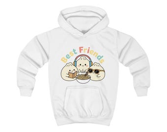 Best Friends Knödel Kinder Hoodie | Süßer Kawaii Food Cartoon, Regenbogen Typographie