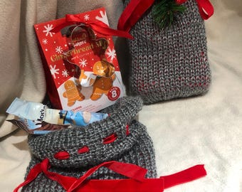 Handknitted Christmas Gift Bag, Baking Kit & Hot Chocolate