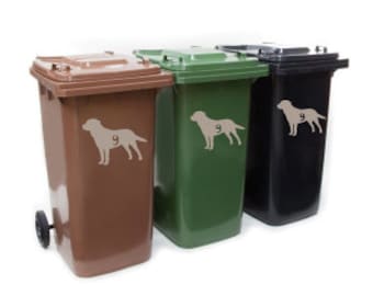 Dog Wheelie Bin Stickers: Set of 3, Custom House Number Decals