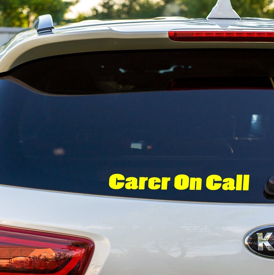 2 x carer on call sticker, car decal, bumper sticker, sign, care visit, community work, nursing