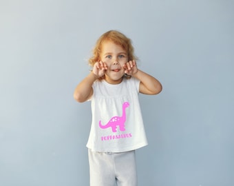 Dinosaur name T-Shirt | Personalised Dino Top | Kids Fun Clothing | Birthday Party Tops |