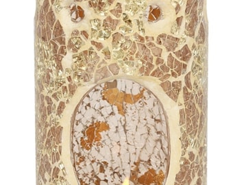 Gold crackle pillar wax melter / oil burner/starter set