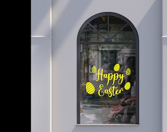 Happy Easter Window Decal | Spring Eggs Shop Art Sticker