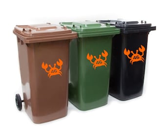 Crab Bin Number Decals | Set of 3 Weatherproof Stickers