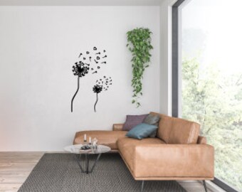 dandelion heart wall art, love vinyl graphics, decoration, plant, decor