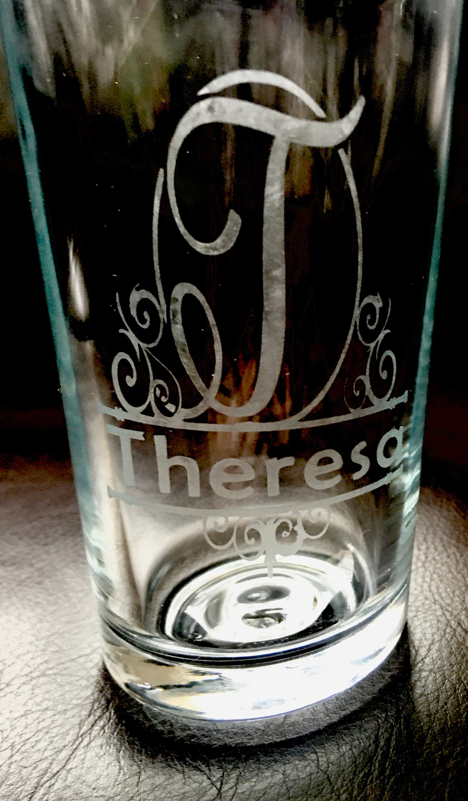 Hand Etched Personalised Drinking Glass Name and Initial Etsy