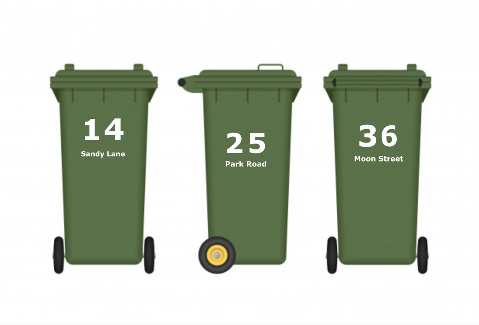 Wheelie Bin Numbers, Peel and Stick Numbers, Trash Can ID, House Identifier Digits Etsy UK