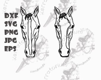 Horse Heads Cut File (svg, eps, dxf, png, jpg) (Digital Download)