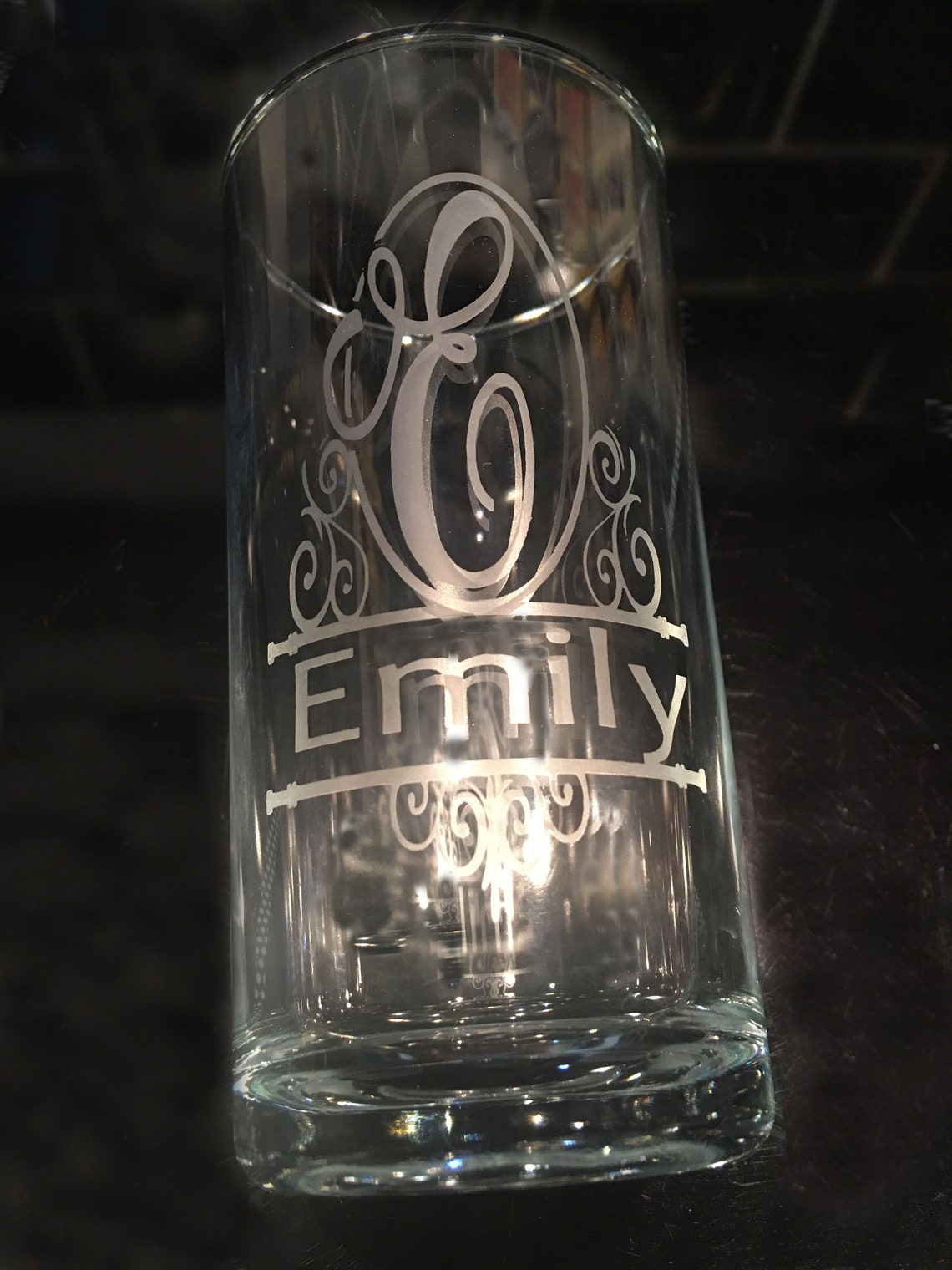 Hand Etched Personalised Drinking Glass Name and Initial Etsy