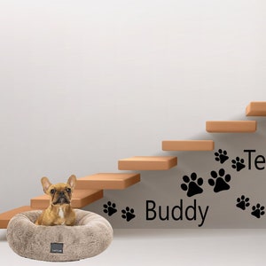 Paw Prints and dog name wall art | puppy | decals | stickers| personalised | decoration | removable stickers
