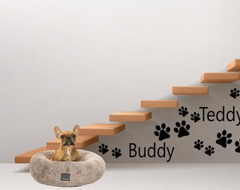 Paw Prints and dog name wall art | puppy | decals | stickers| personalised | decoration | removable stickers