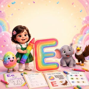Letter E Worksheets Printable, Preschool Alphabet Tracing, Trace and Color Letter E, Toddler Handwriting Practice, Homeschool Activity, Inst