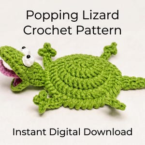 Tom Lizard Popping Coaster Crochet Pattern PDF, Crochet Lizard Cup Mat, Pop-Up Amigurumi Mug Rug, Beginner Easy Digital Download Pattern