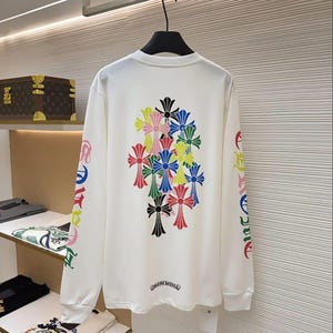 chrome hearts dress shirt Blue Cross Patch Jacquard Button Up  Savonches Chrome Hearts Cross Patch Oversized