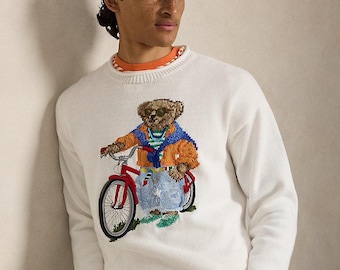 Jersey vintage Polo Bear / Jersey de punto Ralph Lauren / Jersey clásico de cuello redondo con diseño de osito de peluche