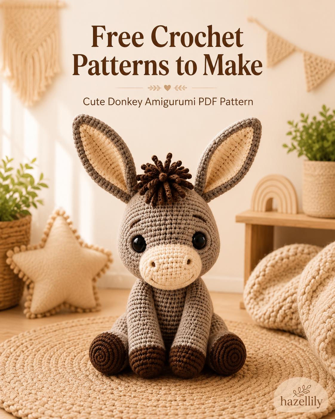 30 Animal Crochet Patterns for Cute Gifts, Nursery Decor, and Cozy Makes 9 Donkey Amigurumi Pattern