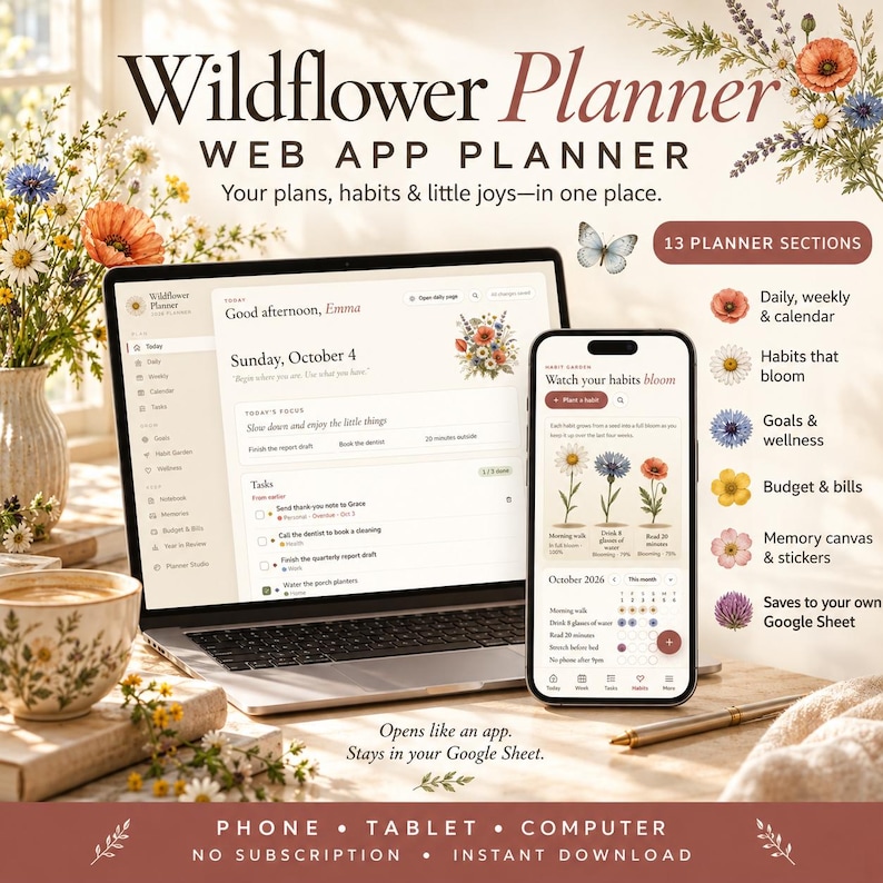 Digital Planner Web App, Google Sheets Life Planner, Daily Weekly ...