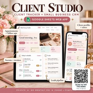 Client Tracker App for Google Sheets, Small Business CRM, Client Book, Appointment Tracker, Hair Stylist, Lash Tech, Esthetician Planner
