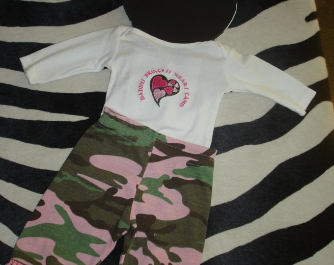 Baby Girl Pink Camo Outfit Pink Fringe Daddys Princess Size Etsy