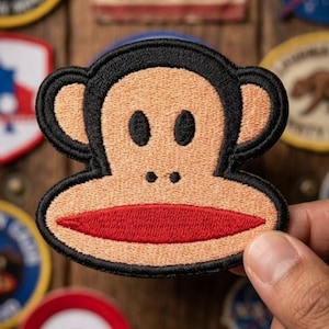 Retro Monkey Embroidered Iron-On Patch, Y2K Cartoon Badge