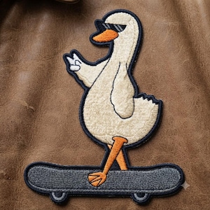 Cool Duck Skateboard Embroidered Patch, Funny Animal Iron On Patch