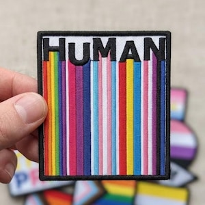 Human Pride Embroidered Patch, LGBTQ Rainbow Flags Iron On Patch