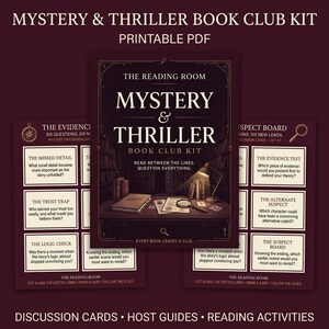 Diskussionskort för Mystery Book Club, värdguider och läsaktiviteter (PDF)