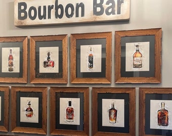 ANY 4 PRINTS of your choice - Home Bourbon Bar Decor - Bourbon Whiskey Bar - Original Wall Art Decor