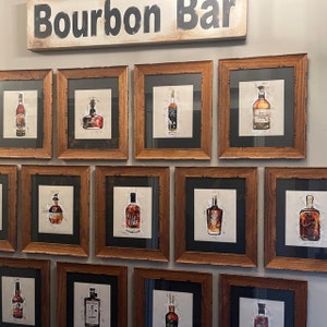 ANY 4 PRINTS of your choice - Home Bourbon Bar Decor - Bourbon Whiskey Bar - Original Wall Art Decor