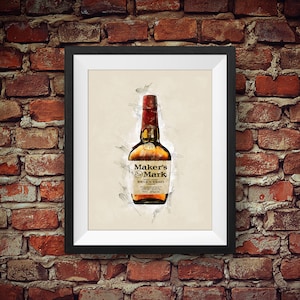 Maker&#39;s Mark Kentucky Straight Bourbon Whiskey Handmade - Original Wall Art Decor