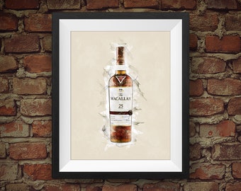 Macallan 25 Year Old Sherry Oak Scotch Whisky - Original Wall Art Decor