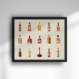 Bourbon Art Print - LARGE Bourbon Bottle Art - Bourbon Collection Art Print - Bourbon Art - Bourbon Mix Bottles
