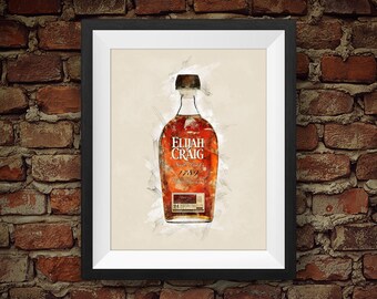 Elijah Craig - Whisky bourbon puro de Kentucky de barril de lote pequeño - Decoración de pared original