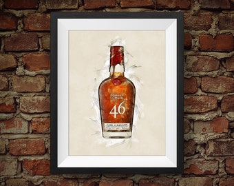 Maker's Mark 46 Cask Strength Kentucky Straight Bourbon Whiskey Handmade - Original Wall Art Decor