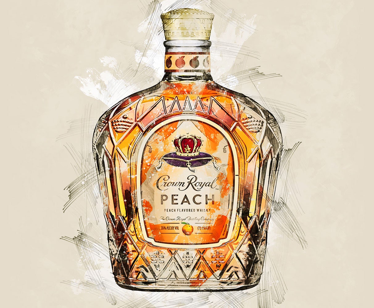 Crown Royal Peach Limited Edition Whiskey Original Wall Art Etsy
