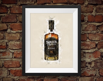 Impresión de whisky bourbon Burlock and Barrel Reserve: Arte rústico para pared de bar