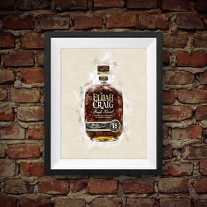 Elijah Craig - 18 Years Single Barrel Kentucky Straight Bourbon Whiskey - Original Wall Art Decor